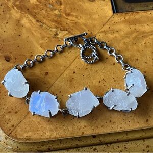 Rainbow Moonstone Sterling Silver Toggle Bracelet